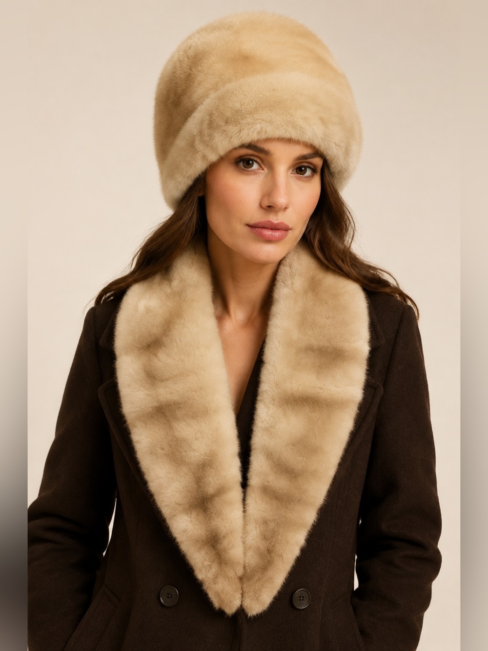 Vintage 1960s Christine Originals Blonde Mink Fur Hat & Collar Set M/L